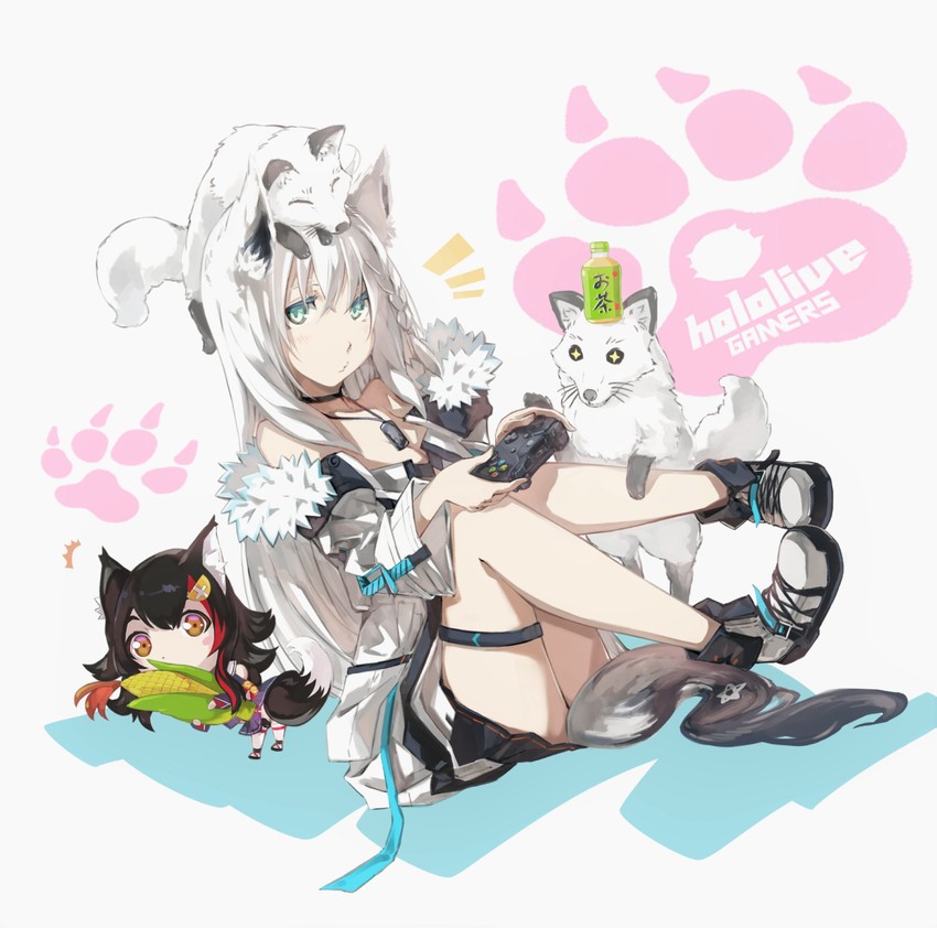 shirakami fubuki and ookami mio (hololive) drawn by satorine