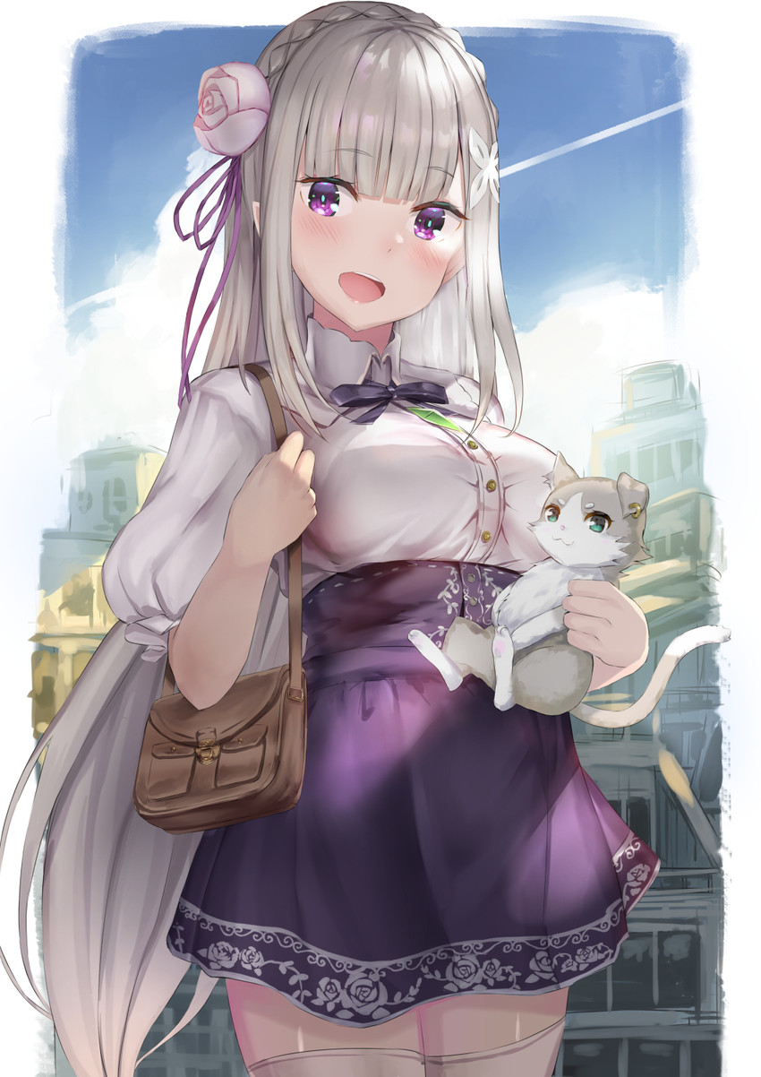 emilia and puck (re:zero kara hajimeru isekai seikatsu) drawn by tomaco