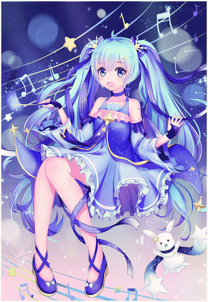 hatsune miku, yuki miku, and rabbit yukine (vocaloid) drawn by mogusansan