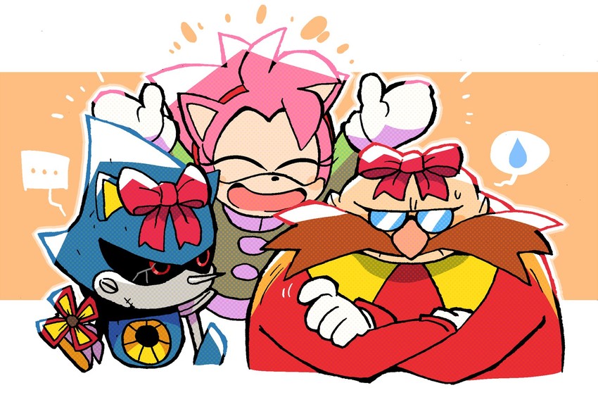 amy rose, dr. eggman, metal sonic, classic amy, and classic eggman (sonic and 3 more) drawn by rariatto_(ganguri)