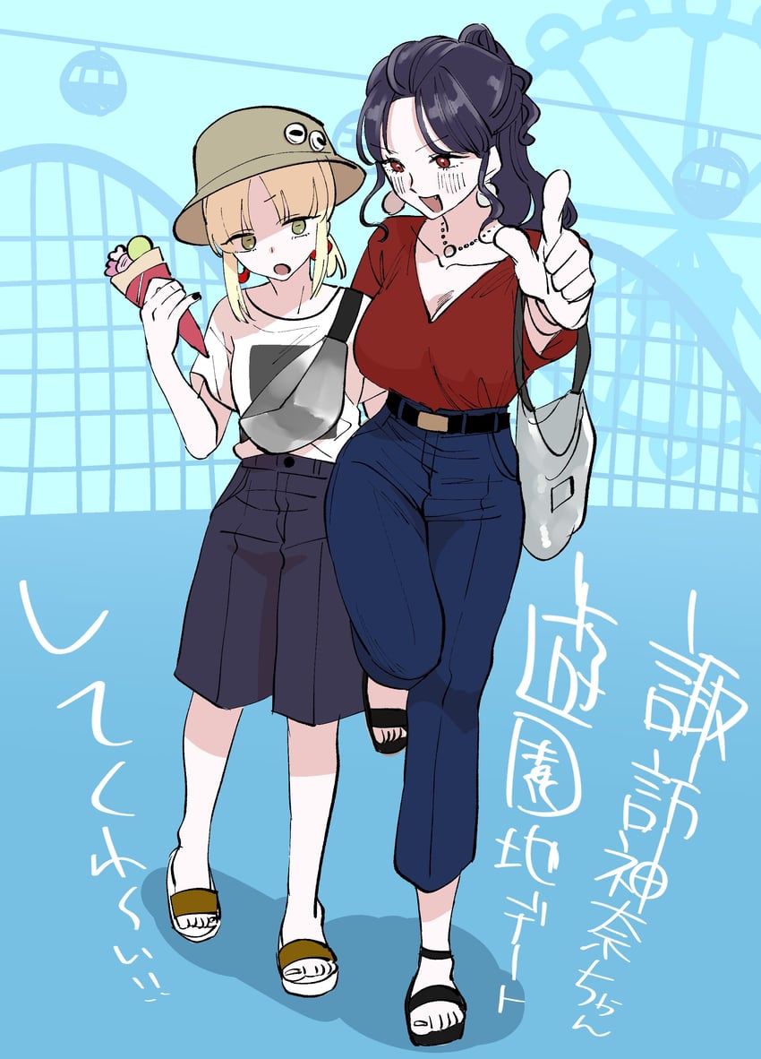 moriya suwako and yasaka kanako (touhou) drawn by whoru