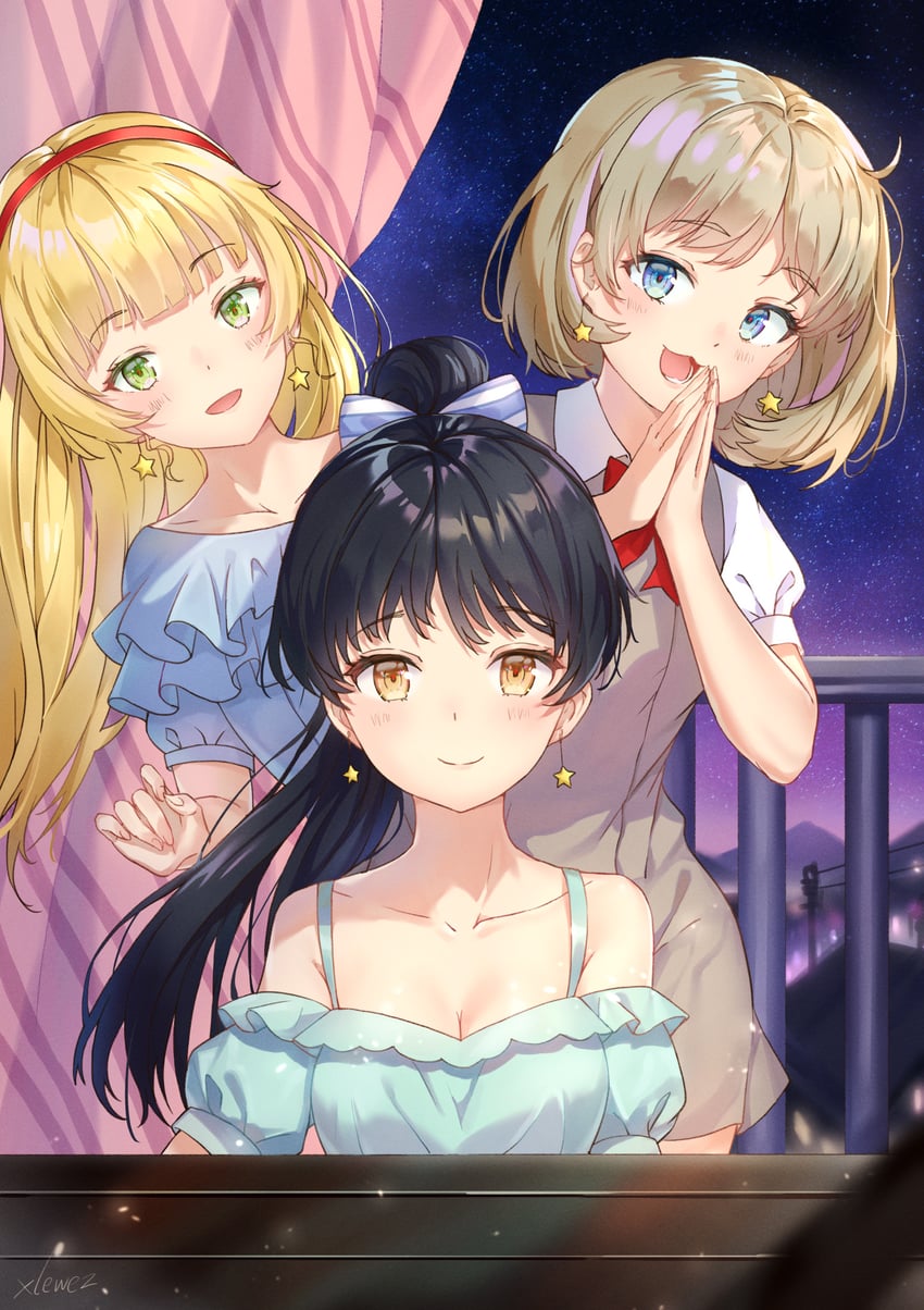 heanna sumire, tang keke, and hazuki ren (love live! and 1 more) drawn by xlewez
