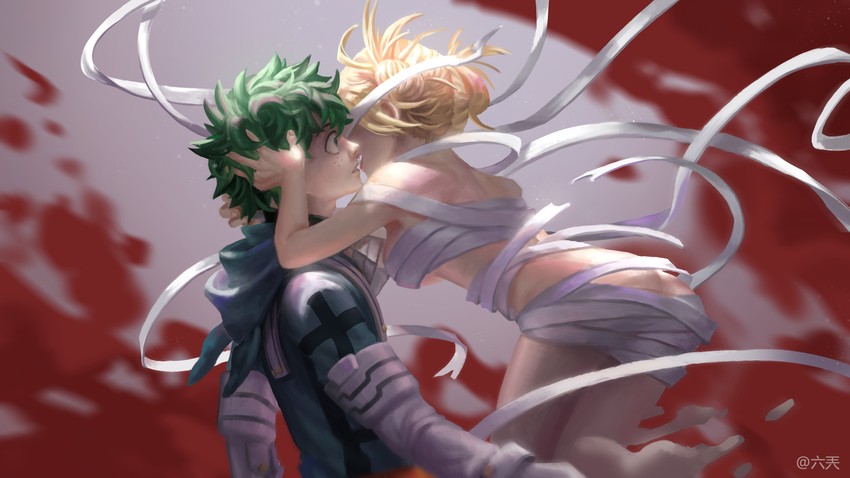 midoriya izuku and toga himiko (boku no hero academia) drawn by liu_tian