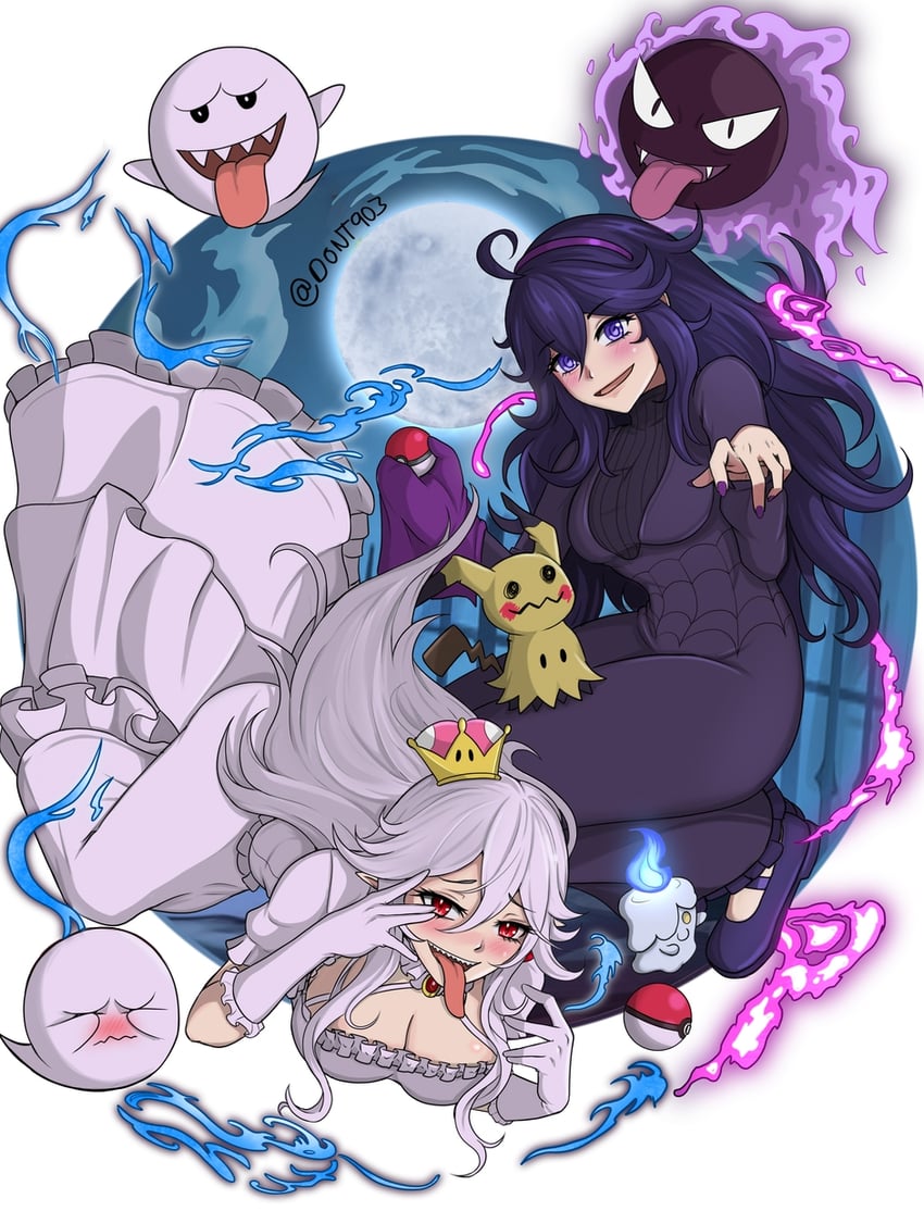 hex maniac, princess king boo, mimikyu, boo, gastly, and 1 more (pokemon and 5 more) drawn by dont903