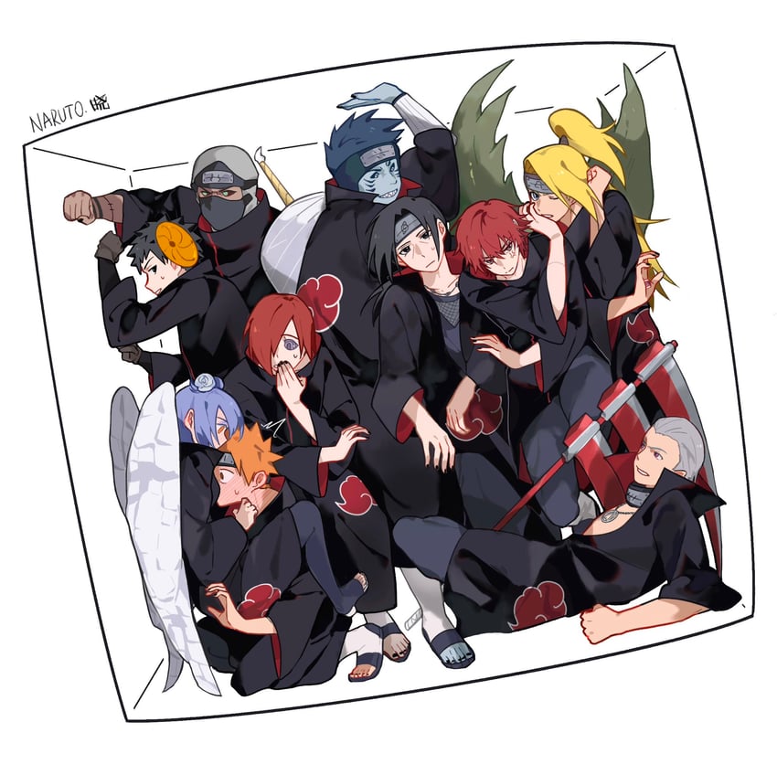 uchiha itachi, uchiha obito, deidara, konan, sasori, and 6 more (naruto and 1 more) drawn by aptx20000
