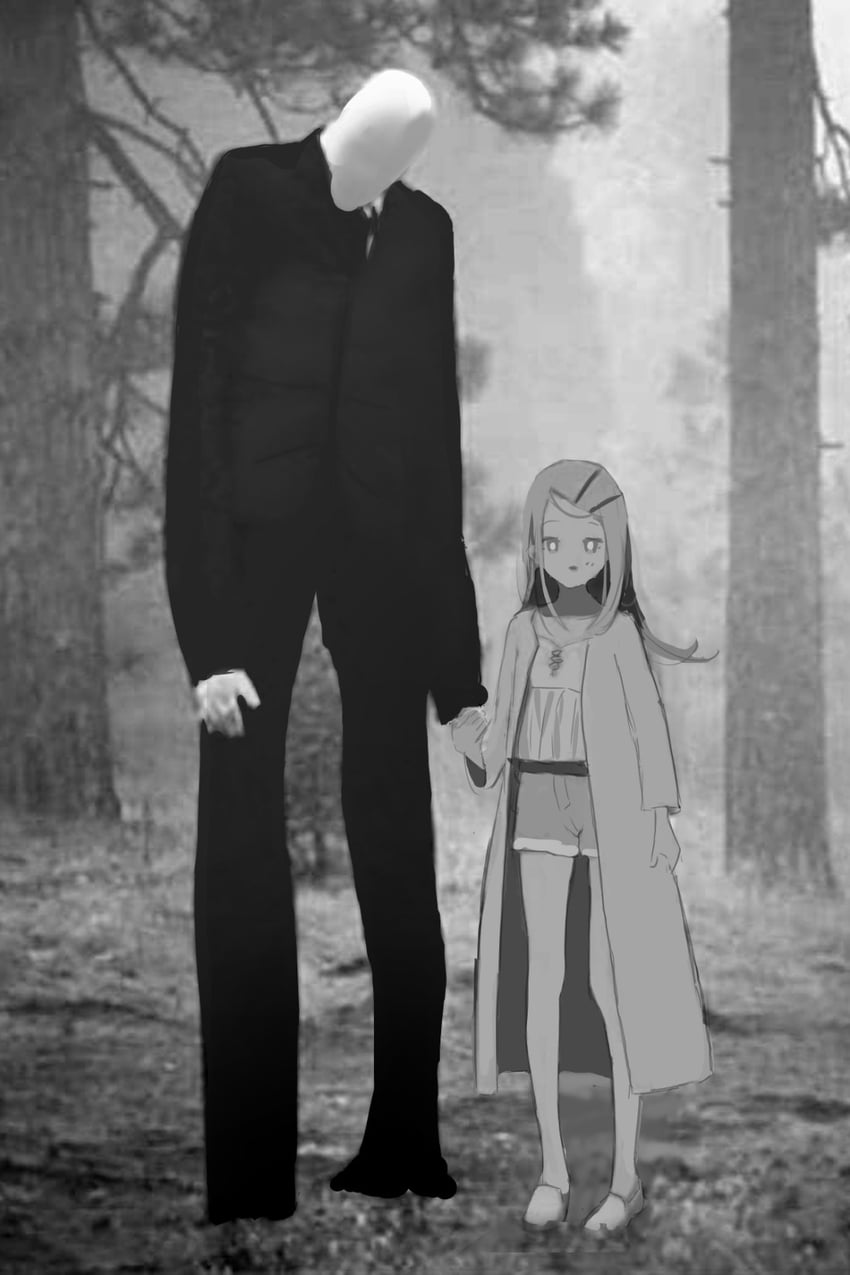 shinosawa hiro and slender man (idolmaster and 2 more) drawn by slime_kouhai