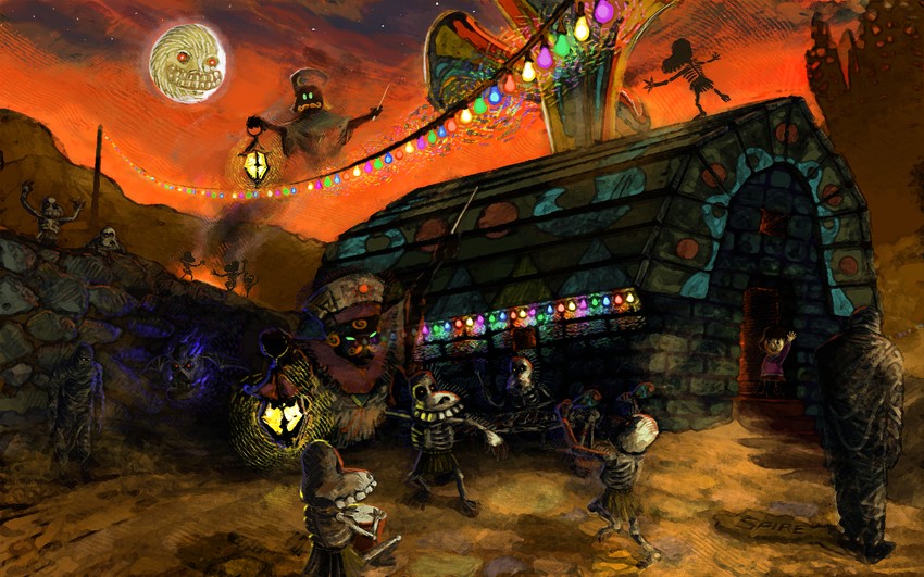 moon, gibdo, pamela, stalchild, blue bubble, and 2 more (the legend of zelda and 1 more) drawn by spire-iii_(spire)