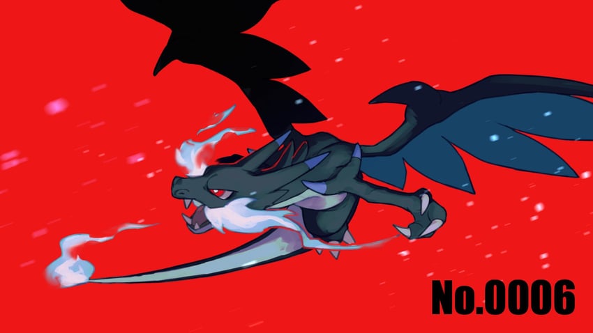 charizard and mega charizard x (pokemon) drawn by v_(govvvvw)