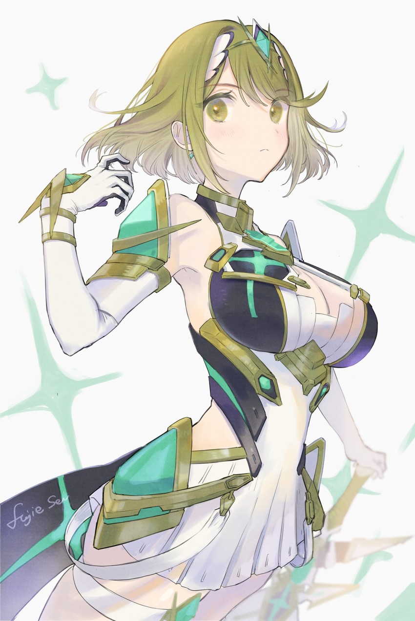 mythra (xenoblade chronicles and 1 more) drawn by fujie-yz