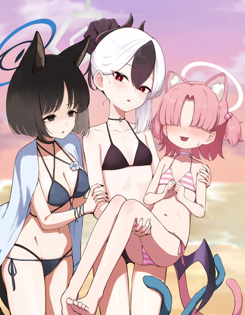 kayoko, kikyou, and chlorella observation club member (blue archive) drawn by shiroiurushi