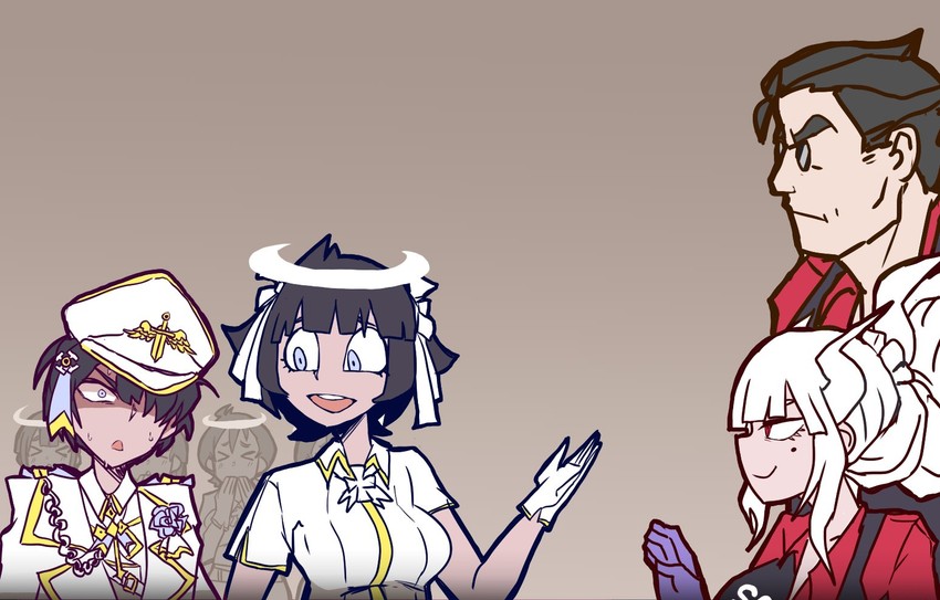 lucifer, helltaker, azazel, archangel, and angel (helltaker) drawn by shiming_liangjing