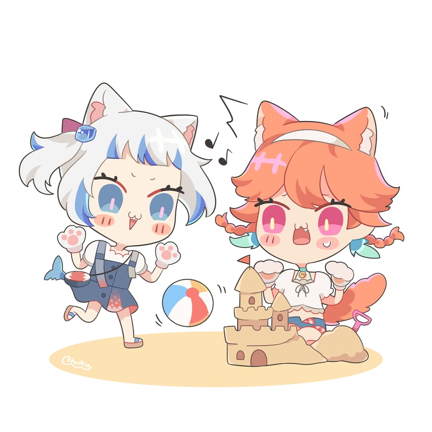 gawr gura and takanashi kiara (hololive and 1 more) drawn by cthulhubigsquid