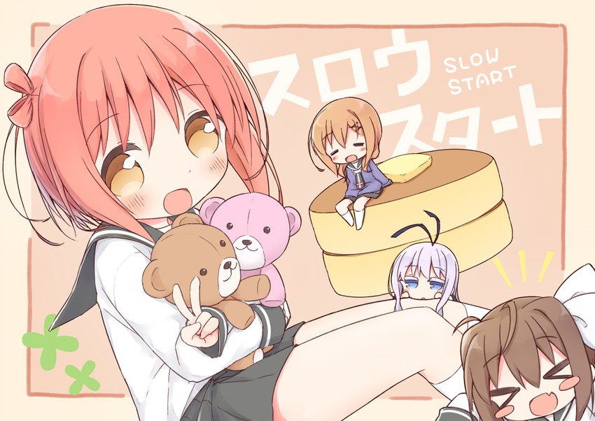 sengoku kamuri, momochi tamate, ichinose hana, and tokura eiko (slow start) drawn by yuune_(ayanepuna)