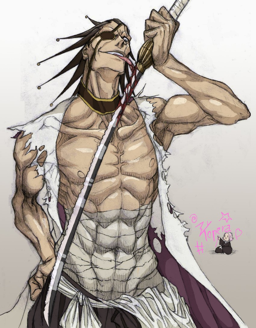 zaraki kenpachi and kusajishi yachiru (bleach) drawn by calaboca.co