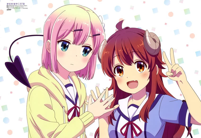 yoshida yuuko and chiyoda momo (machikado mazoku and 1 more) drawn by miyaguchi_kumi