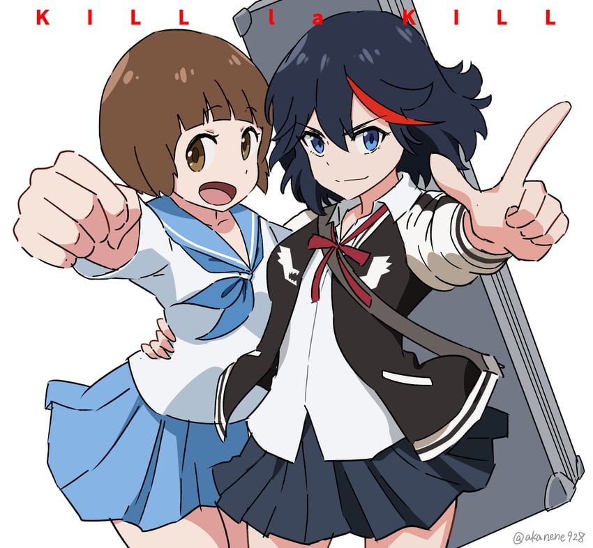 matoi ryuuko and mankanshoku mako (kill la kill) drawn by akane_(akaneoekaki0928)