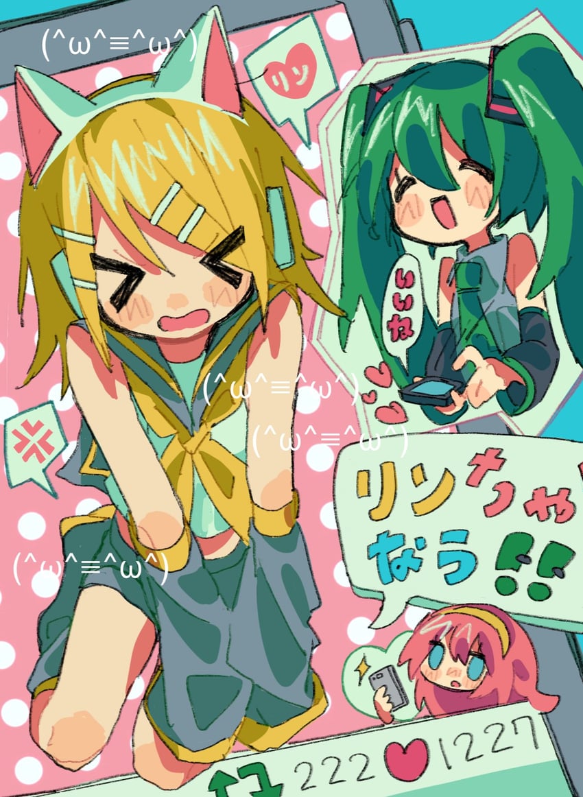 hatsune miku, kagamine rin, and megurine luka (vocaloid and 2 more) drawn by edge_0605