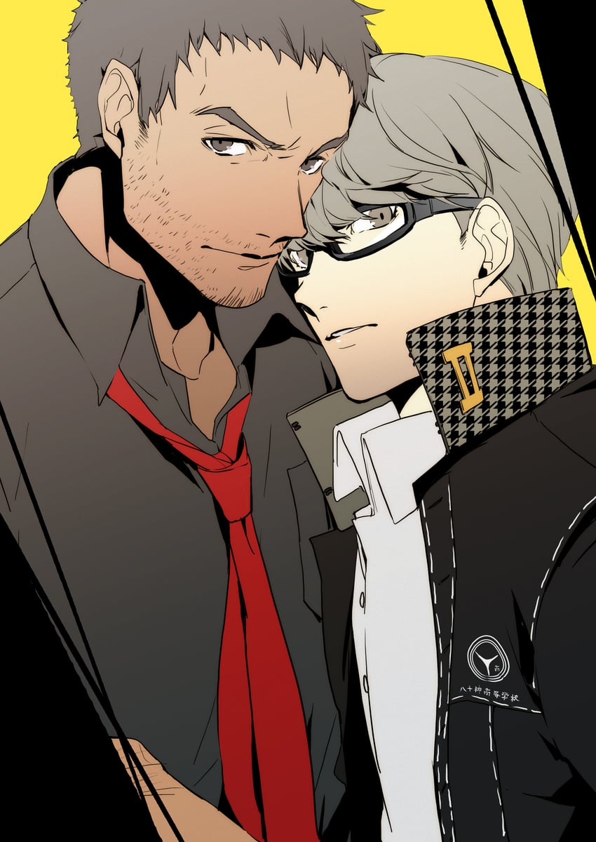 narukami yu and doujima ryoutarou (persona and 1 more) drawn by no-kan