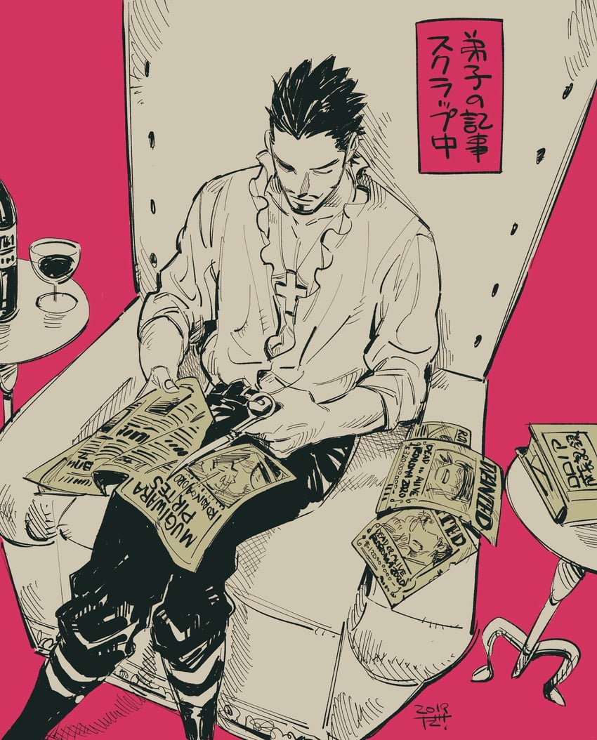 roronoa zoro and dracule mihawk (one piece) drawn by dam_(okdam3)