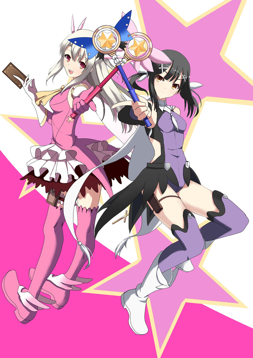illyasviel von einzbern, miyu edelfelt, prisma illya, magical ruby, and magical sapphire (fate and 1 more) drawn by vblue
