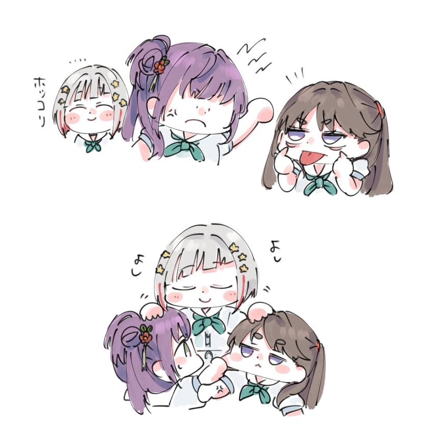 fujishima megumi, otomune kozue, and yugiri tsuzuri (love live! and 1 more) drawn by moso_(expect66)
