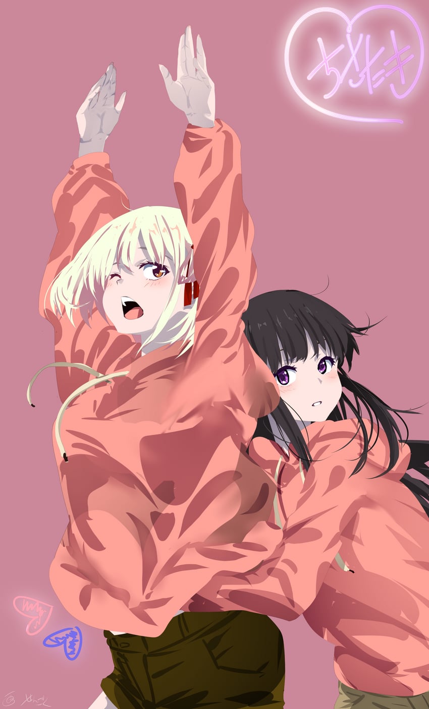 nishikigi chisato and inoue takina (lycoris recoil) drawn by sengoku_chidori