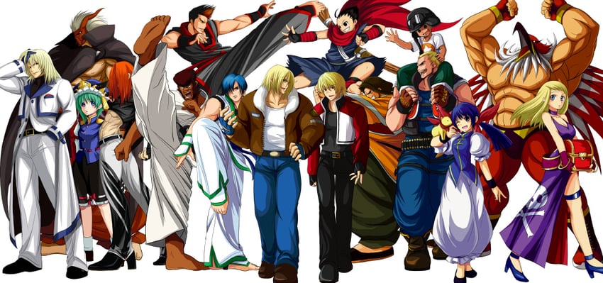 shiki eiki, terry bogard, b. jenet, rock howard, futaba hotaru, and 11 more (touhou and 2 more) drawn by no~ma