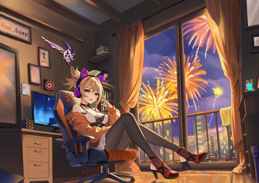 yoimiya (genshin impact) drawn by isai_salazar
