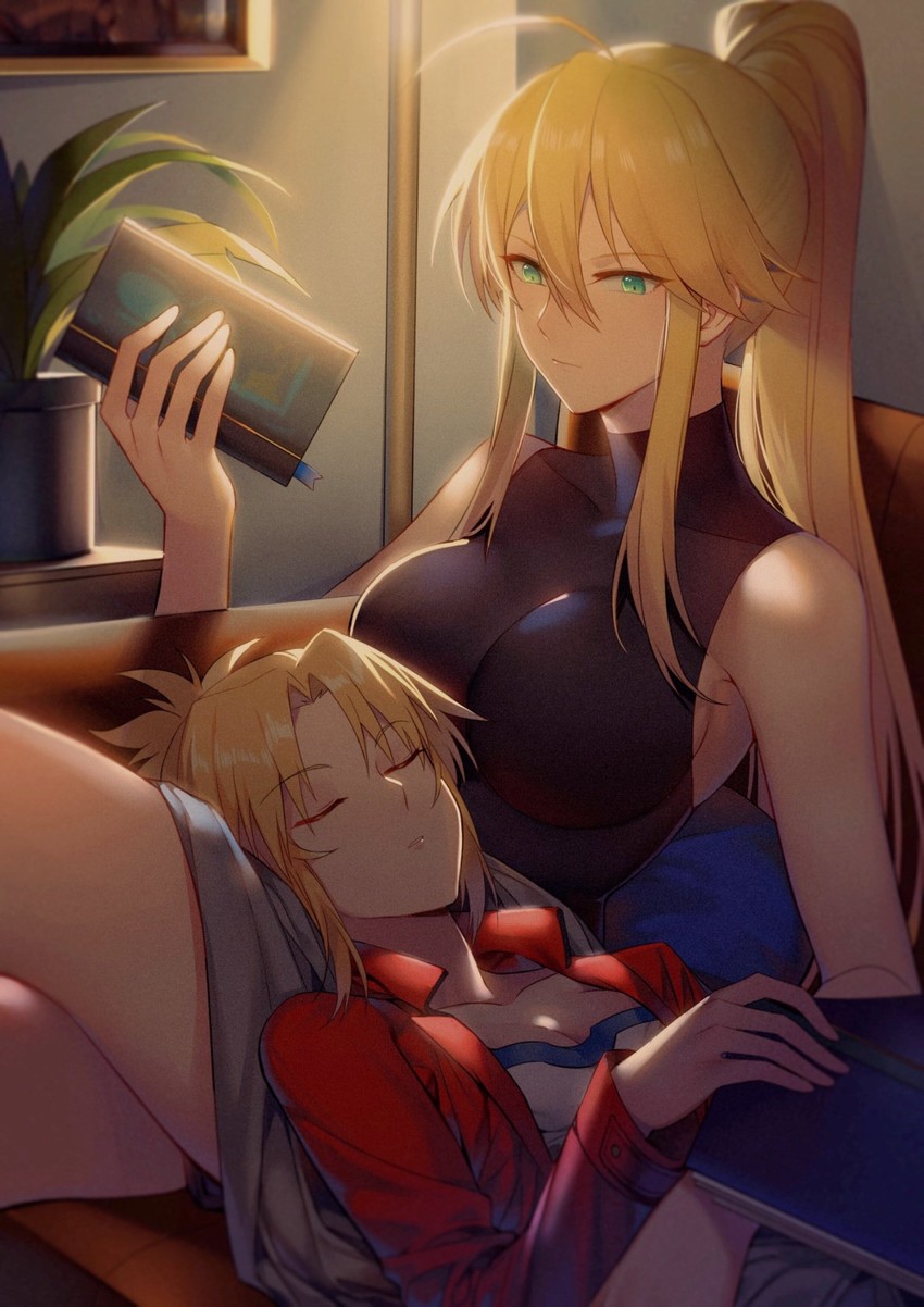 artoria pendragon and mordred (fate and 2 more) drawn by yorukun