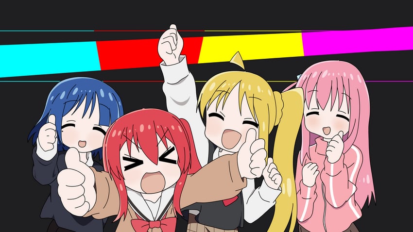 gotoh hitori, kita ikuyo, ijichi nijika, and yamada ryo (bocchi the rock! and 1 more) drawn by plspress7