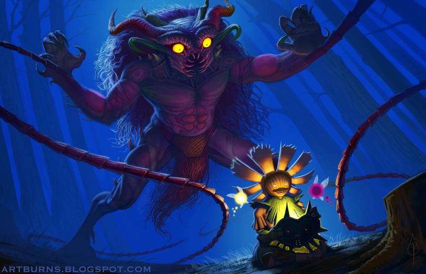majora, tatl, skull kid, and tael (the legend of zelda and 1 more) drawn by flammableperson
