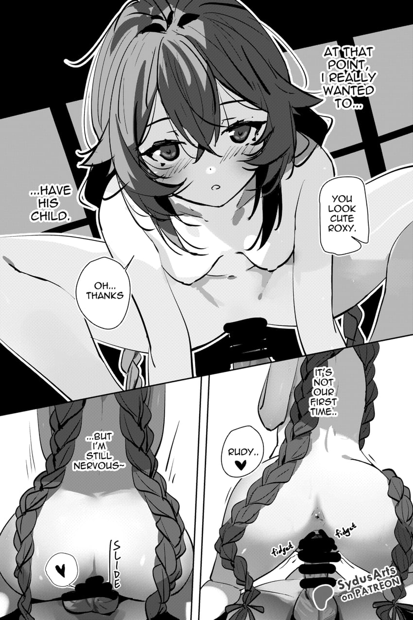 roxy migurdia and rudeus greyrat (mushoku tensei) drawn by sydus
