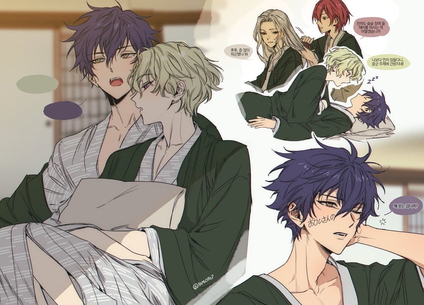 saegusa ibara, ran nagisa, tomoe hiyori, and sazanami jun (ensemble stars!) drawn by m_m_pb