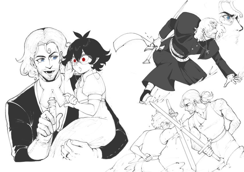 sister almonde, mikhail, and claudius (original and 1 more) drawn by nyantcha