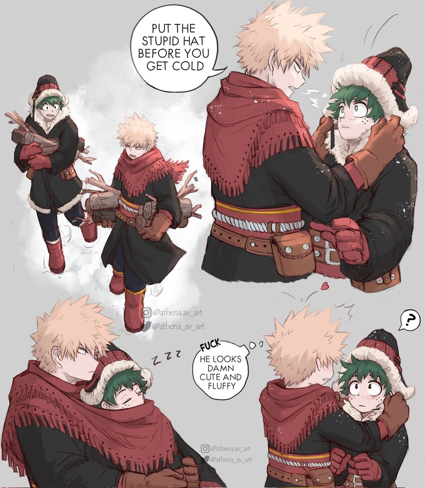 midoriya izuku and bakugou katsuki (boku no hero academia) drawn by athena_av