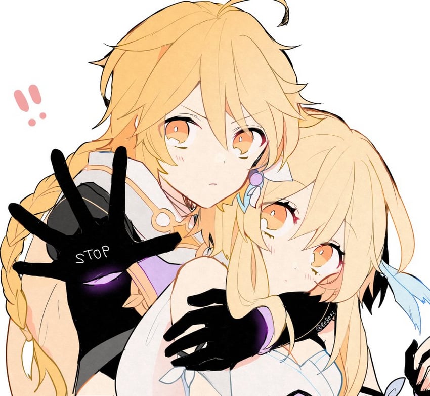 lumine and aether (genshin impact) drawn by yae_(yae_ringo)