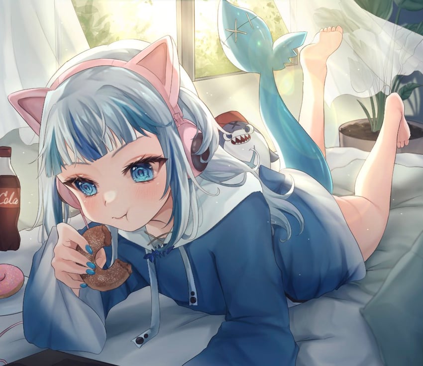 gawr gura and bloop (hololive and 1 more) drawn by omu_kichi