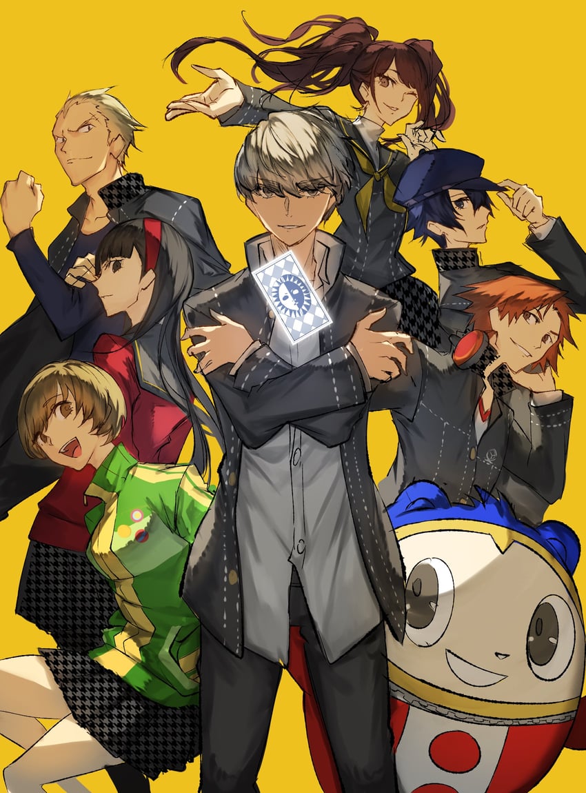 narukami yu, shirogane naoto, satonaka chie, kujikawa rise, amagi yukiko, and 3 more (persona and 1 more) drawn by kashia