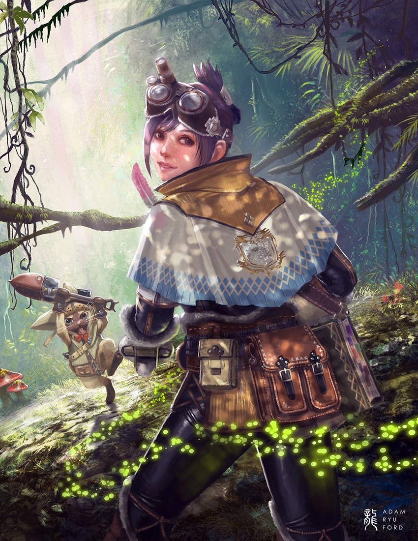 player palico and handler (monster hunter and 1 more) drawn by adam_ryu_ford
