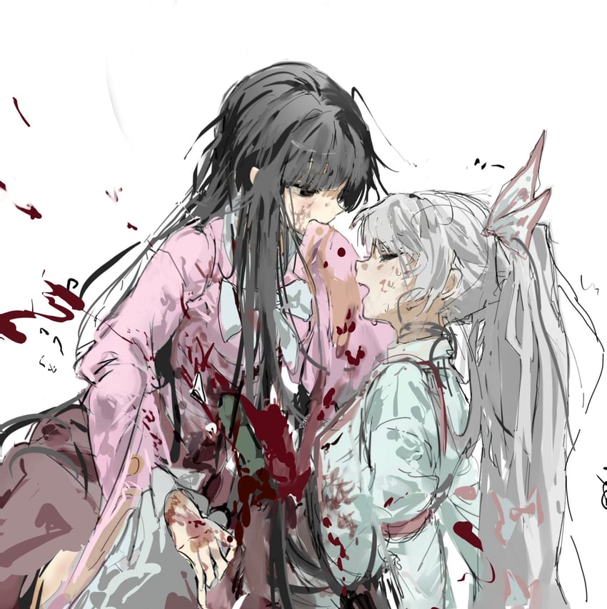 fujiwara no mokou and houraisan kaguya (touhou) drawn by sesmkun