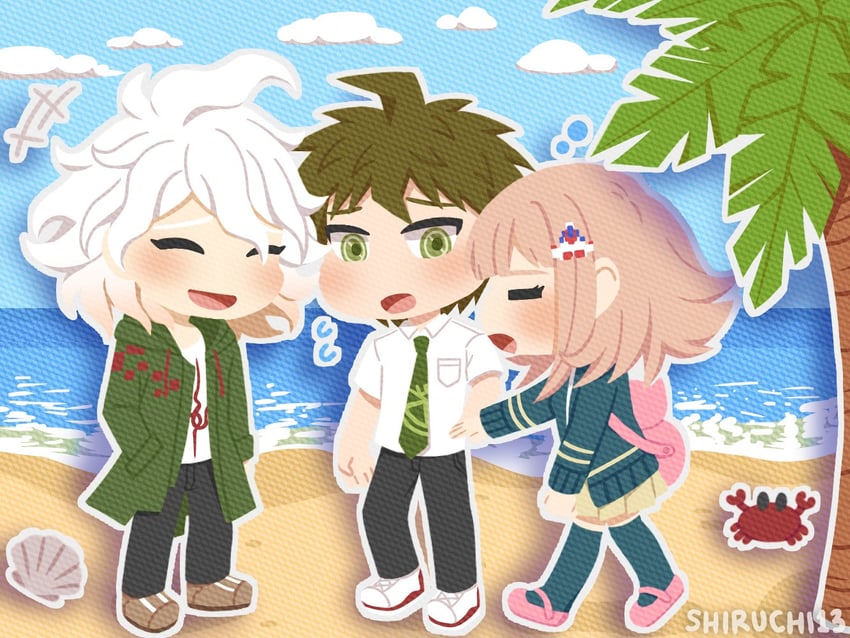 nanami chiaki, komaeda nagito, and hinata hajime (danganronpa and 1 more) drawn by shiruchi13