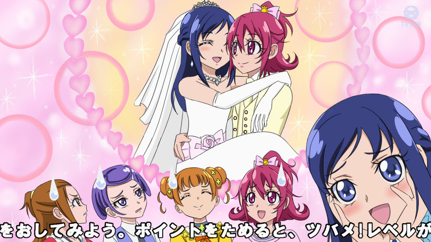 hishikawa rikka, aida mana, kenzaki makoto, yotsuba alice, and madoka aguri (precure and 1 more) drawn by agetake