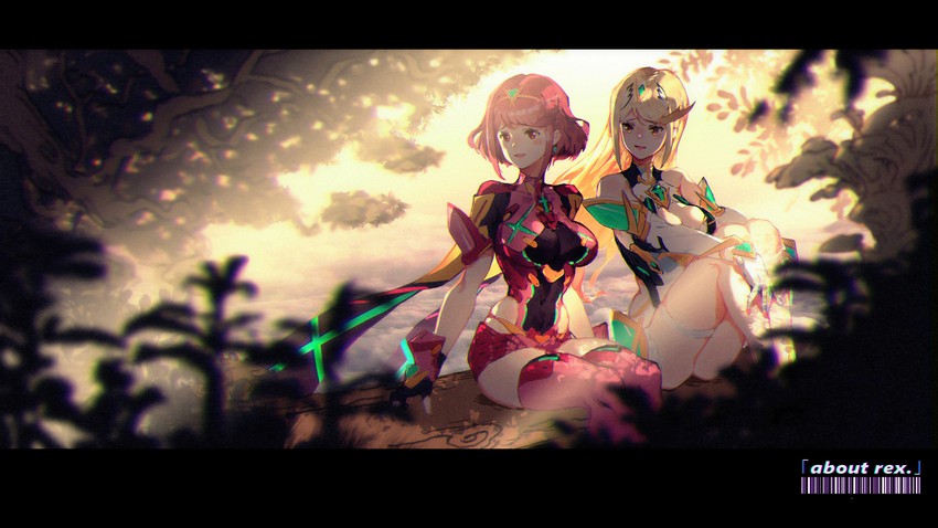 pyra and mythra (xenoblade chronicles and 1 more) drawn by codename47