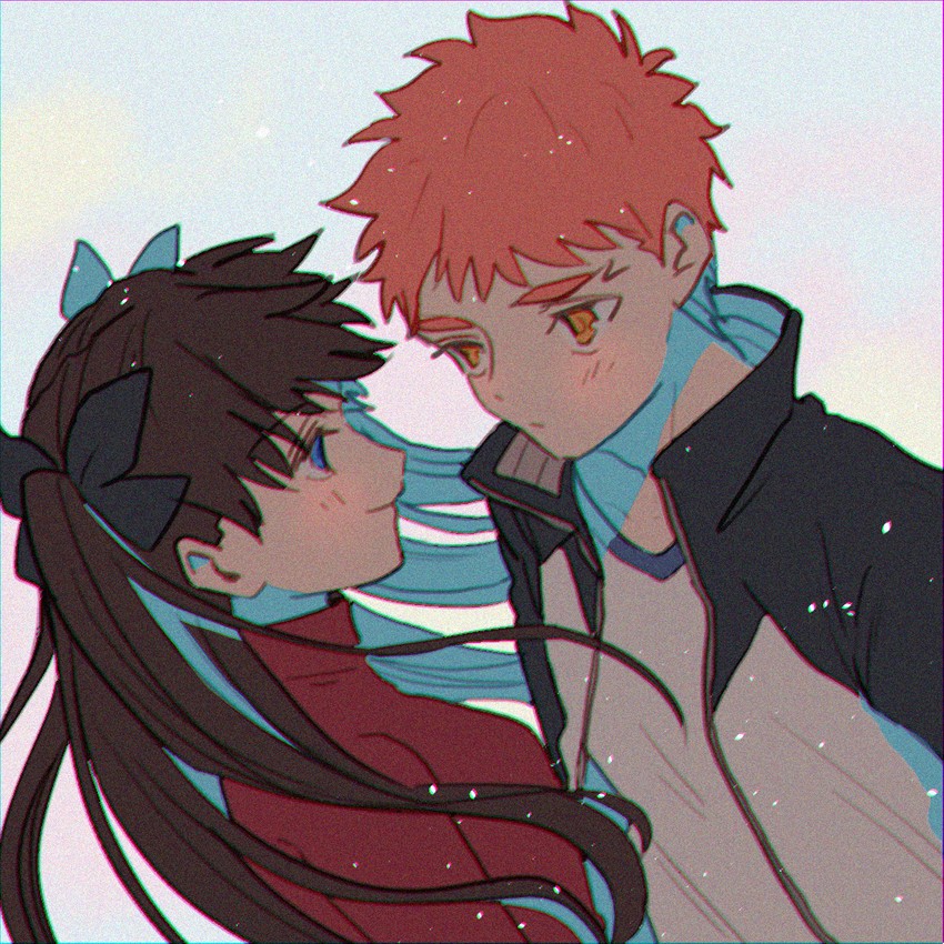 tohsaka rin and emiya shirou (fate and 2 more) drawn by momoka_(abc_momoka0718)