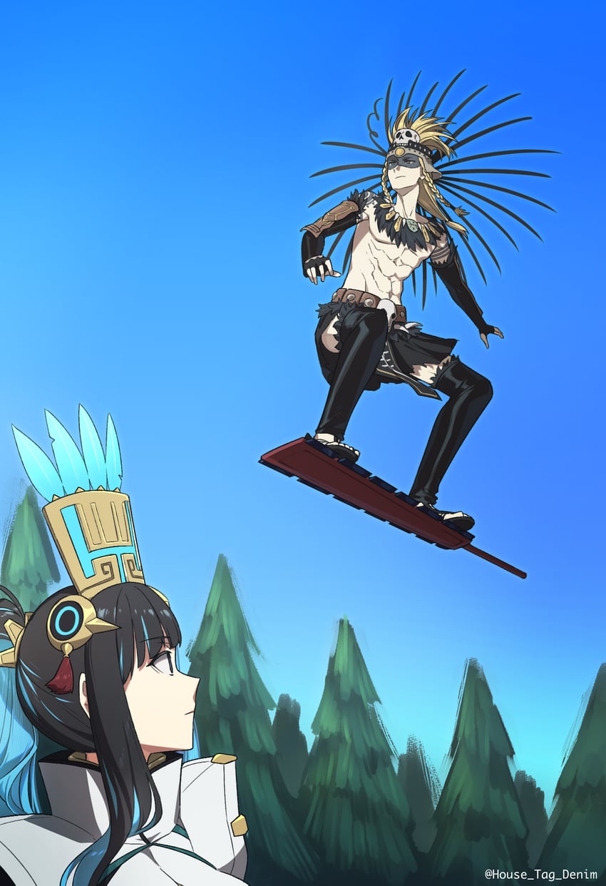 tenochtitlan, tezcatlipoca, and tao pai pai (fate and 2 more) drawn by house_tag_denim