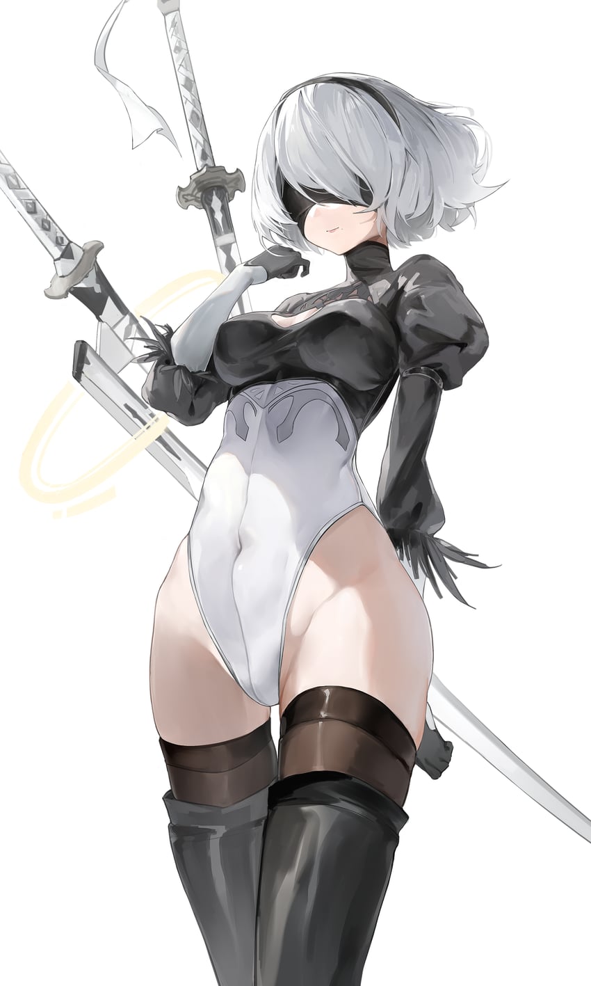 2b (nier and 1 more) drawn by berserker_r