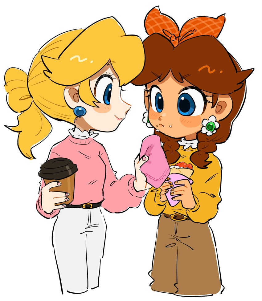 princess peach and princess daisy (mario) drawn by mimimi_(mimimim9999)