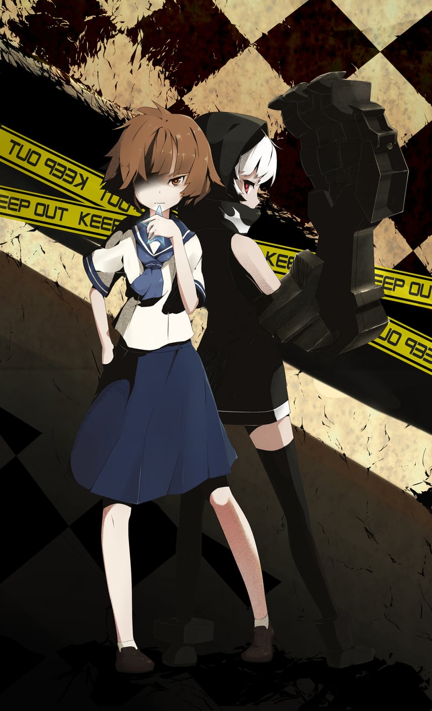 strength and koutari yuu (black rock shooter) drawn by ruochongsang