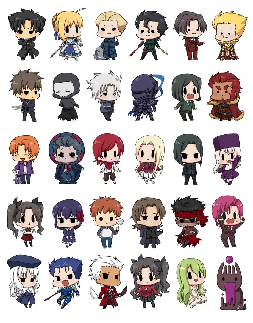artoria pendragon, saber, tohsaka rin, illyasviel von einzbern, gilgamesh, and 23 more (fate and 4 more) drawn by hachi_(gaoo)