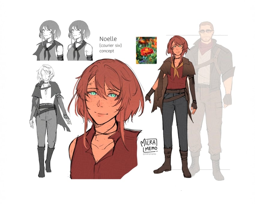 courier, noelle rutherford, and craig boone (fallout and 1 more) drawn by milramemo